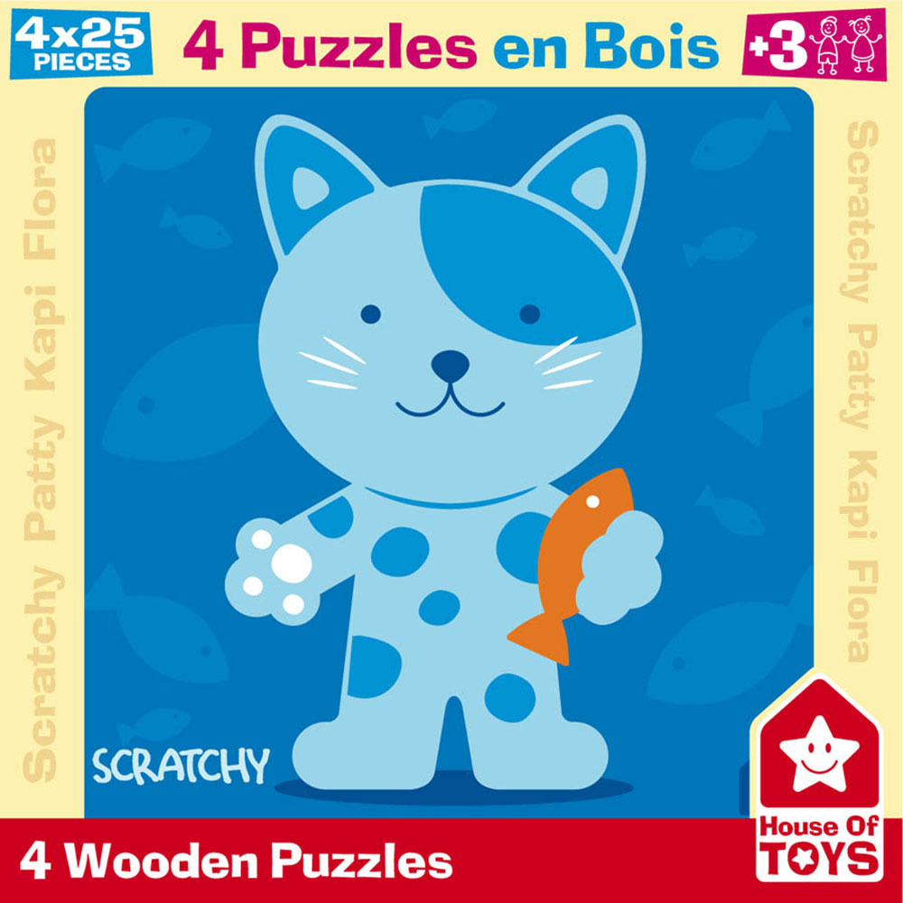 House of Toys 4 x 25 Piece Wooden Puzzle 