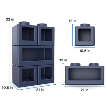 Step2 Contemporary Builders Stackable Storage Cubes - Denim Blue
