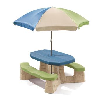 Step2 Naturally Playful Picnic Table with Umbrella- Blue Earth